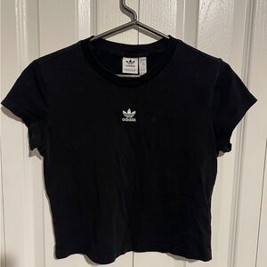 adidas Women’s Black Trefoil Cropped Tee